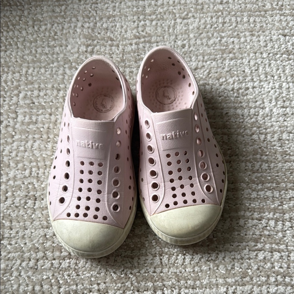 Native Pink and White Water Shoes with Perforated Design